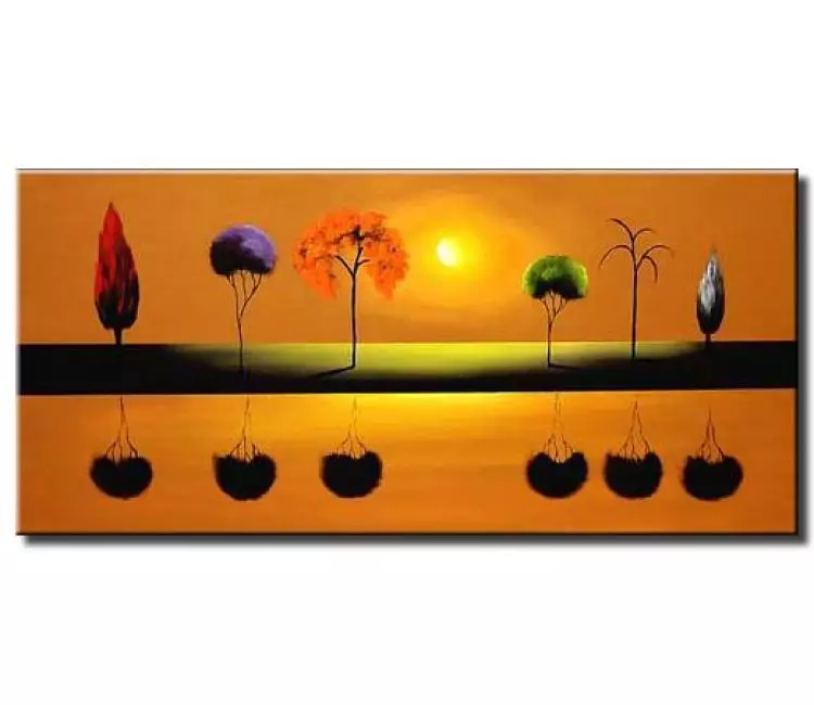 trees painting - colorful abstract trees painting on canvas modern artwork landscape painting