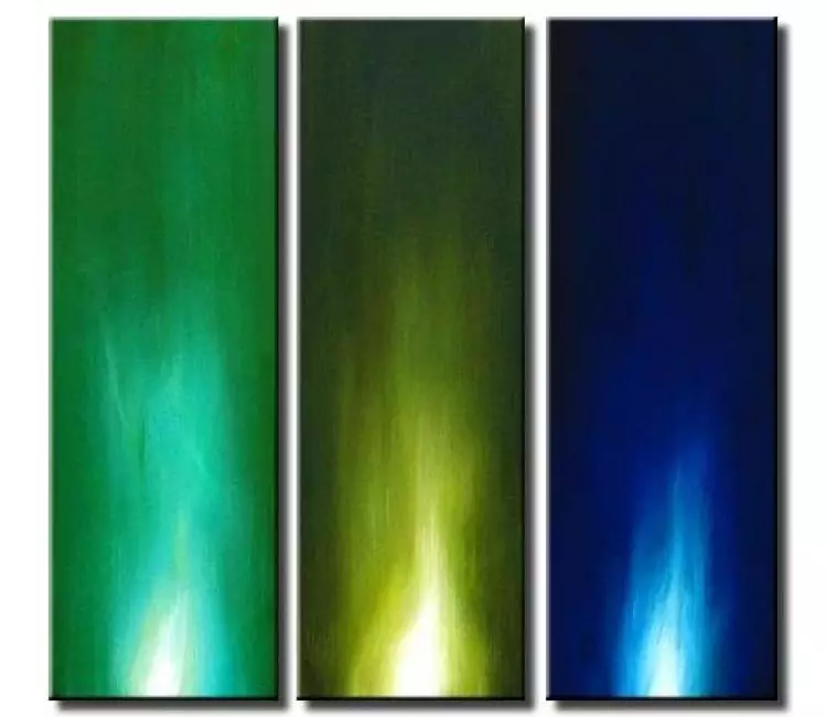 fire painting - fire artwork on canvas modern original abstract painting in blue green colors