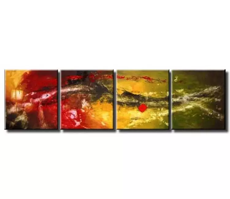 abstract painting - modern big green red abstract painting on large canvas art
