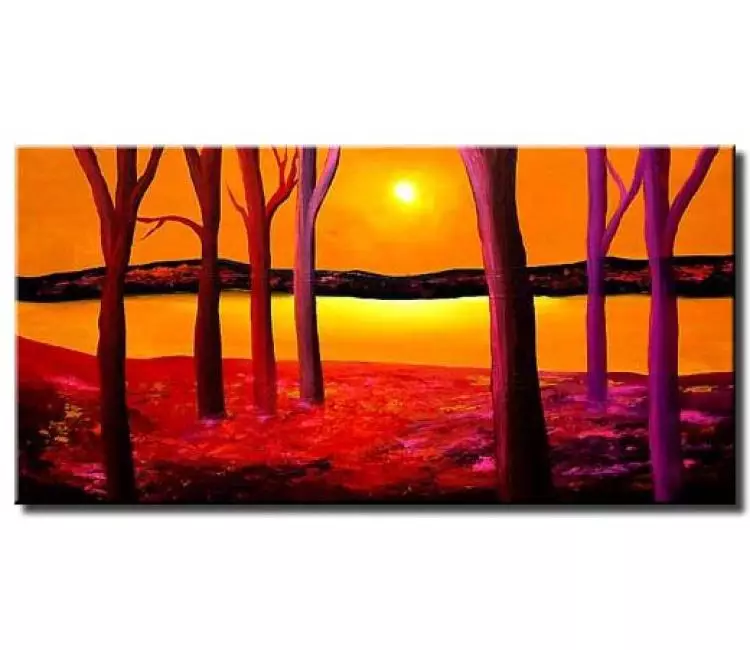 forest painting - landscape trees painting on canvas modern artwork original abstract painting