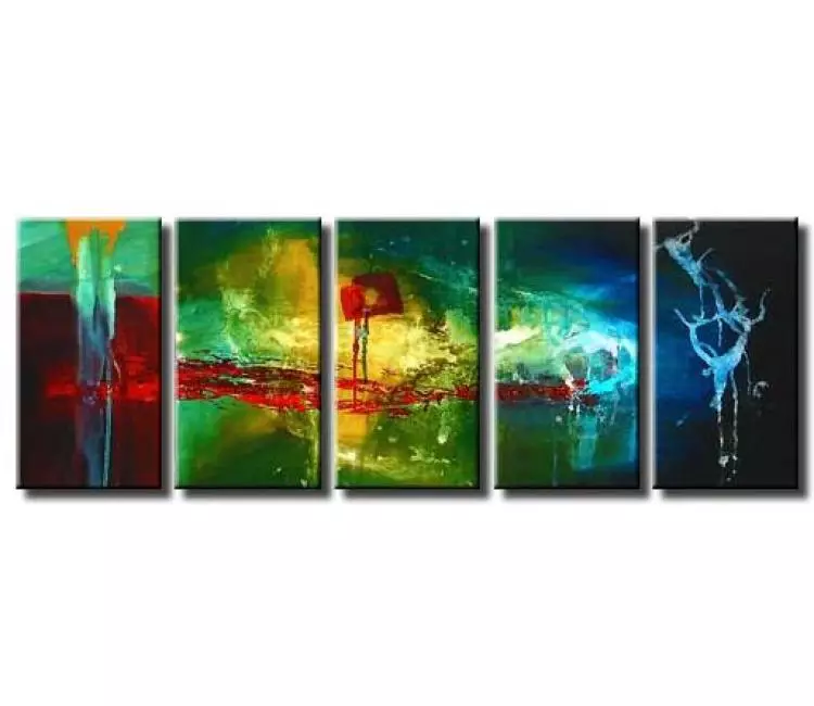 abstract painting - original green blue abstract painting on canvas large modern artwork for sale