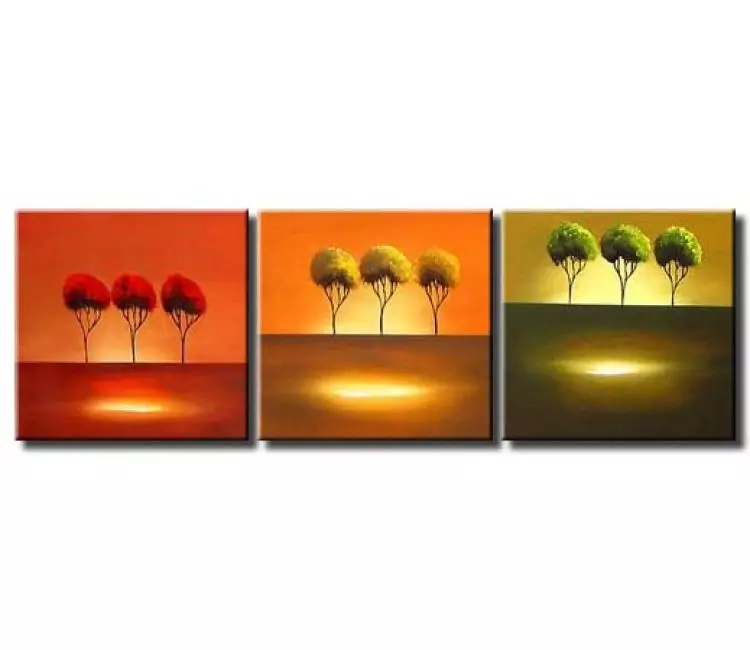 forest painting - landscape painting on canvas modern artwork original abstract painting in green orange red colors