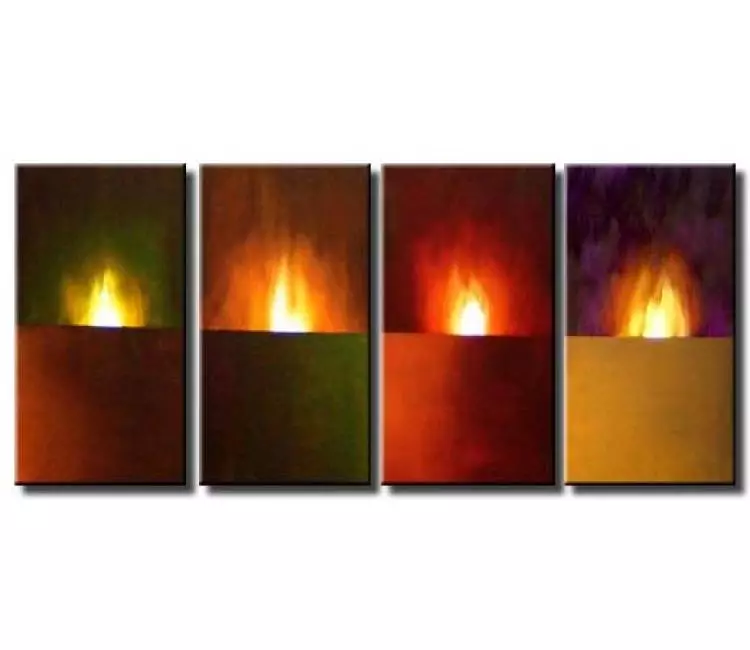 fire painting - fire art on canvas large modern artwork original abstract painting for living room and home decor