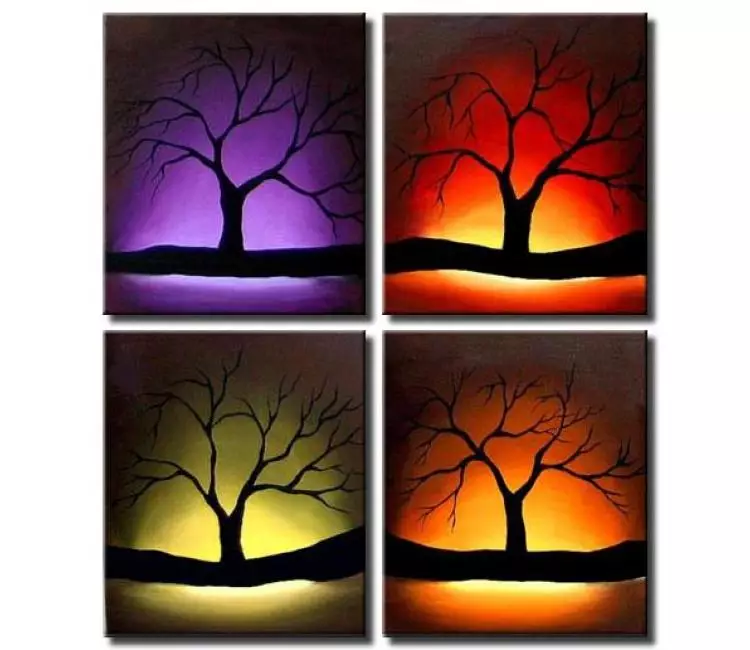 landscape paintings - glowing trees