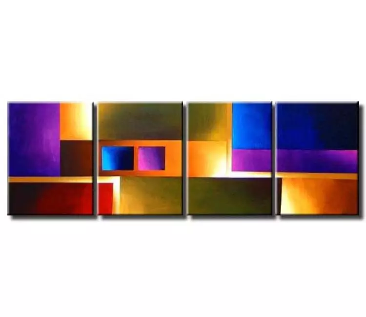 geometric painting - modern artwork colorful original abstract painting on canvas for living room and office