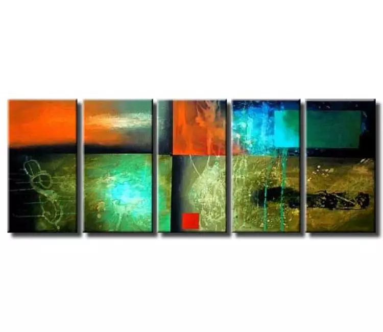 abstract painting - modern artwork original abstract painting on canvas in green blue colors