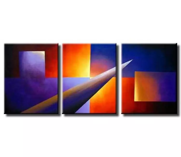 geometric painting - triptych modern wall decor