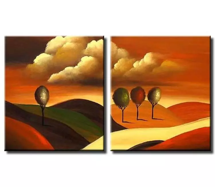 forest painting - trees on hills wall art