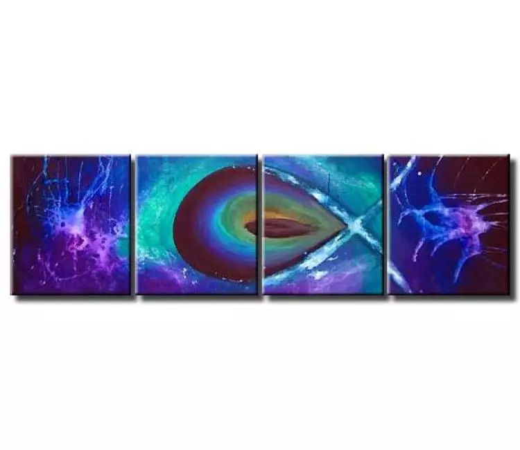 cosmos painting - contemporary dynamic abstract art blue purple wall painting on canvas for modern living room and home decor