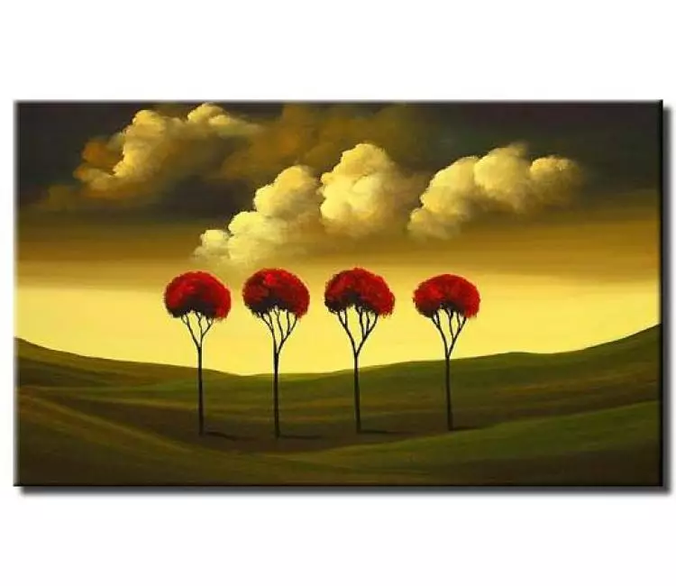forest painting - abstract blooming tree painting