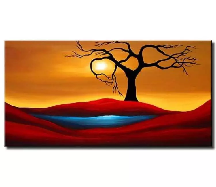 trees painting - original landscape painting on canvas modern abstract wall painting living room wall art