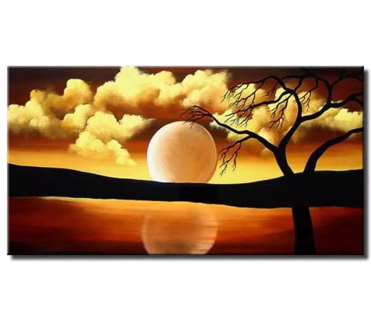 landscape painting - original landscape painting on canvas modern abstract moon painting living room wall art