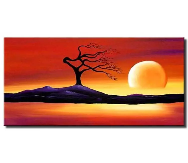 landscape painting - surrealist moon painting on canvas modern abstract landscape living room wall art