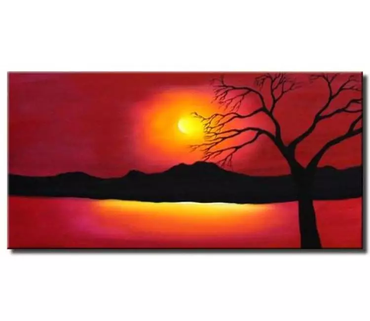 landscape painting - original landscape painting on canvas modern abstract sunrise painting living room wall art