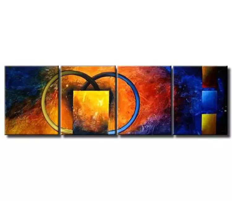 geometric painting - multi panel abstract red blue
