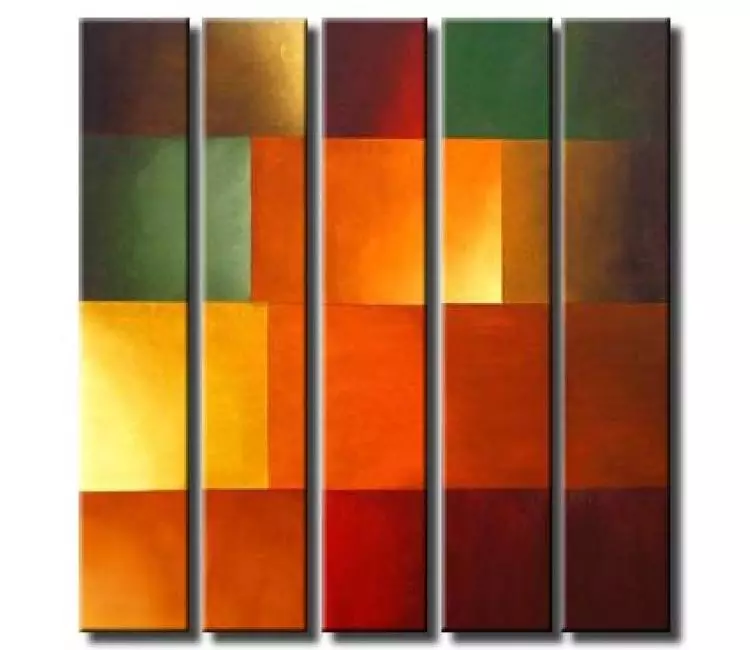 geometric painting - multi panel vertical modern wall art