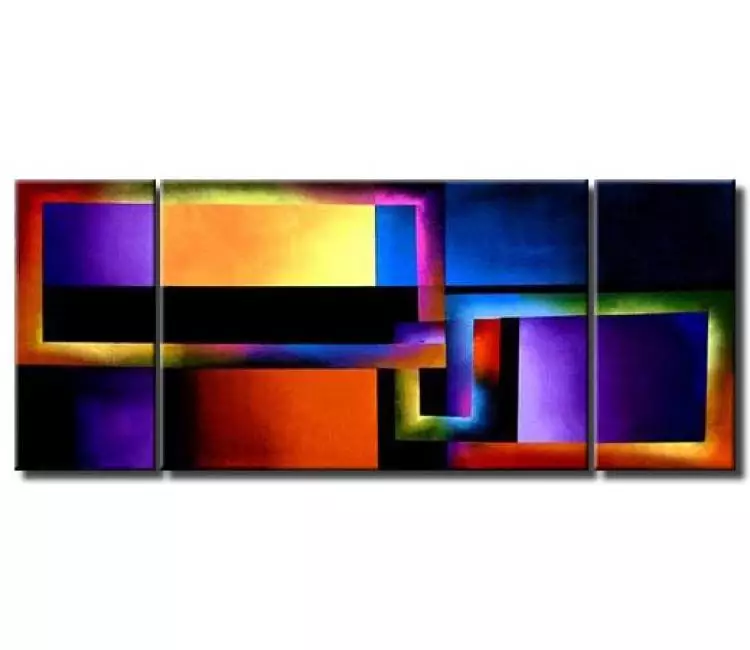 geometric painting - Colorful energetic Abstract Art painting on canvas large original modern bright wall art