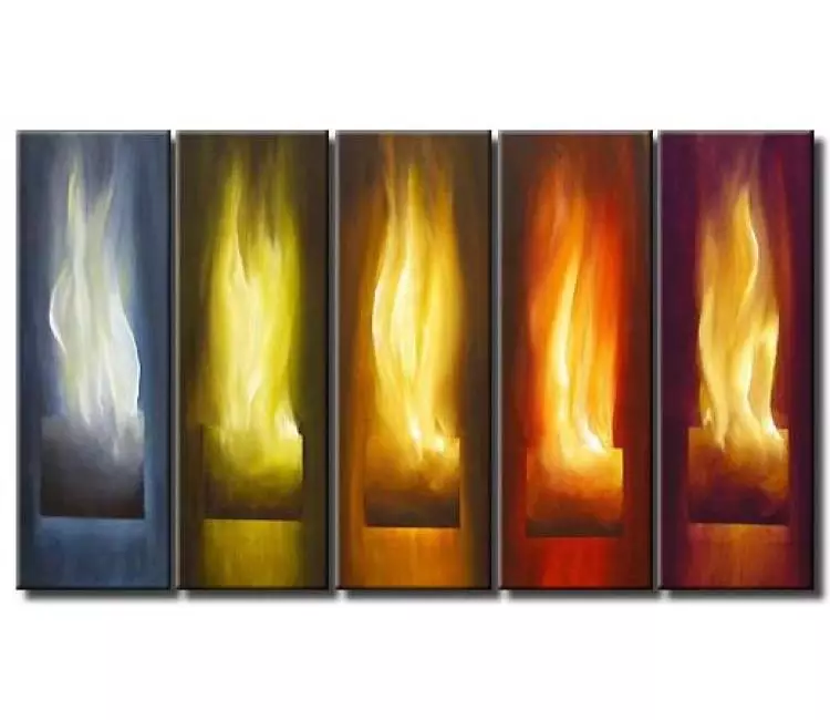 fire painting - large original contemporary colorful abstract art for modern living room and office modern fire art