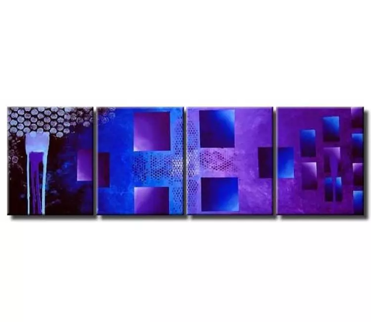 geometric painting - contemporary abstract art for living room bedroom office large purple blue modern abstract painting for home decor