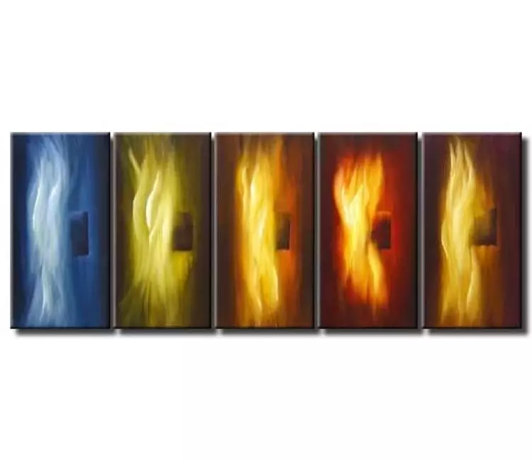 fire painting - large original contemporary colorful geometric abstract art  for living room and office