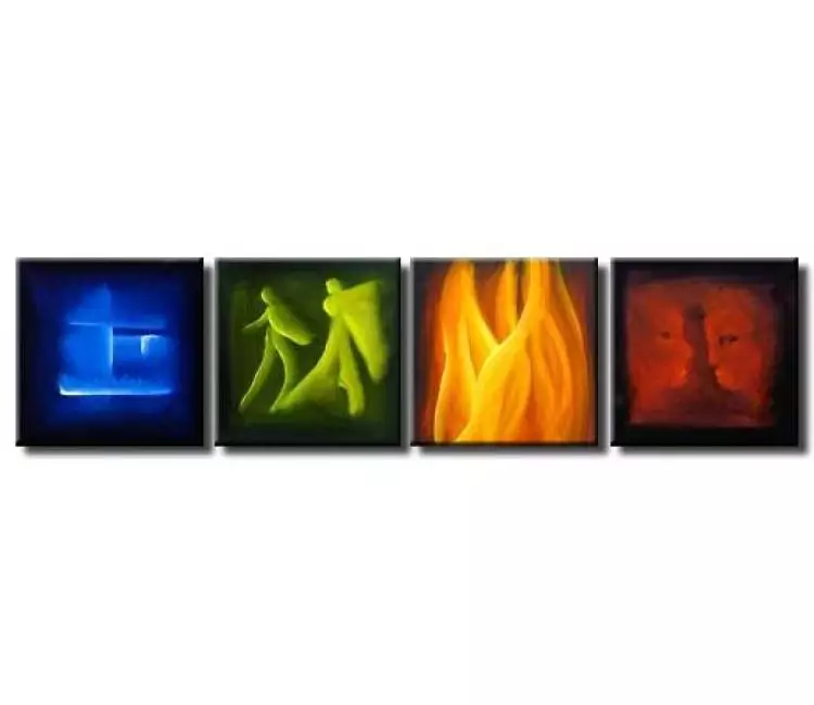 fire painting - large original contemporary colorful abstract art  for living room and office