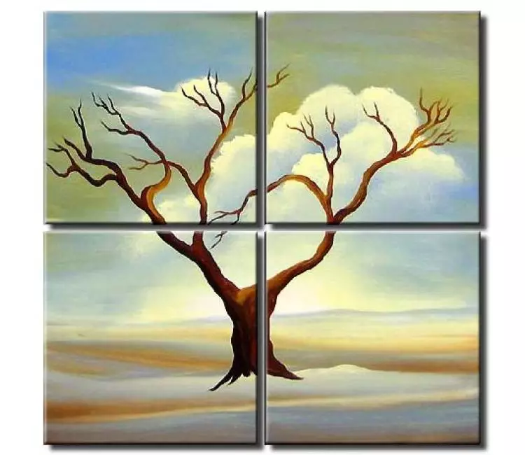 landscape painting - large original contemporary sage green abstract landscape tree art  for living room and office