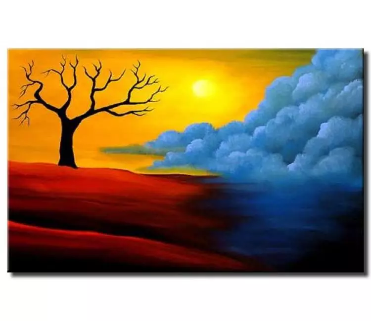 landscape painting - large original modern abstract tree painting for living room and office contemporary art