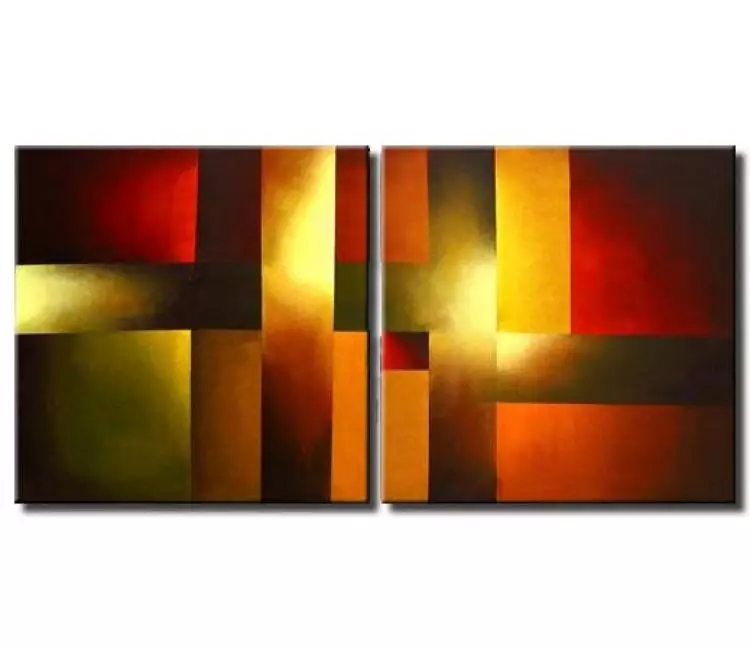 geometric painting - diptych abstract canvas