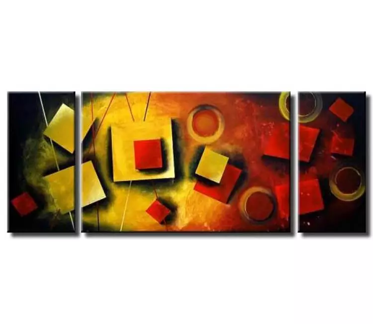 geometric painting - triptych squares art by osnat tzadok