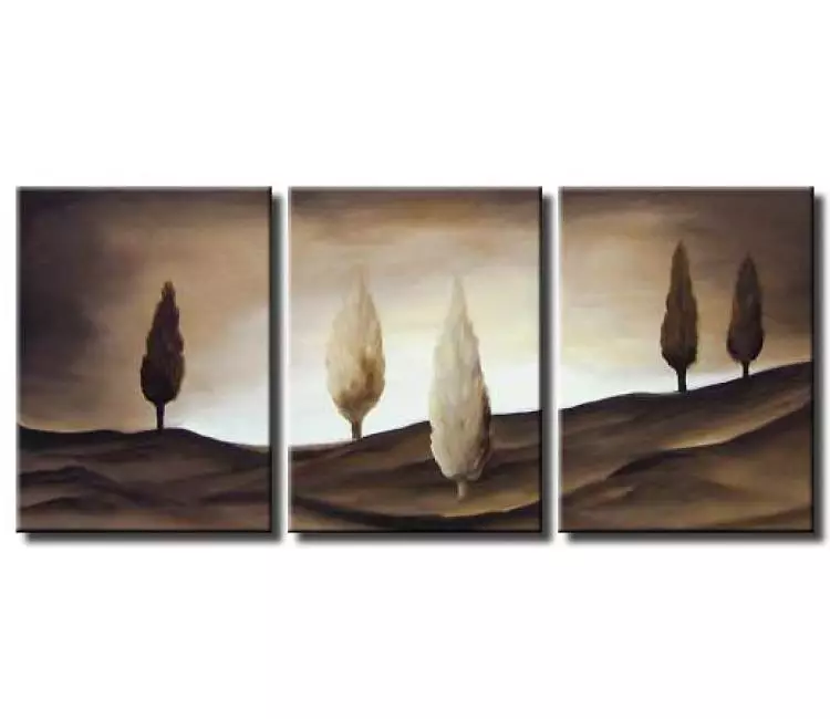 trees painting - large original modern abstract landscape painting for living room office neutral brown contemporary art