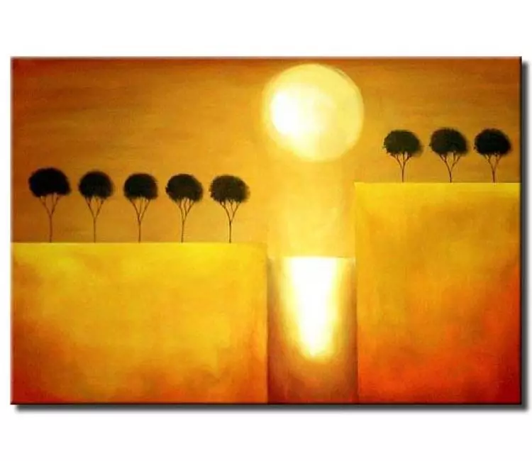 landscape paintings - surrealist moon painting trees painting contemporary moon reflection minimalist art