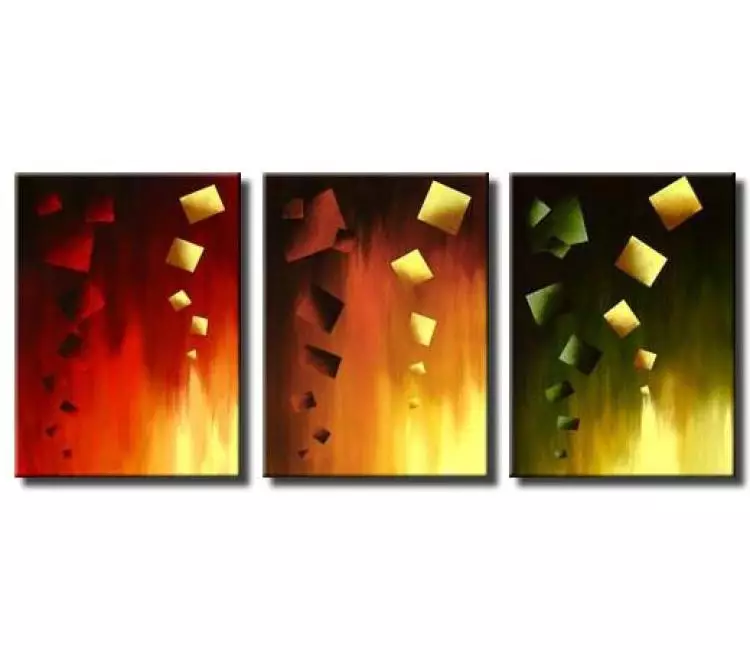 fire painting - triptych wall decor abstract