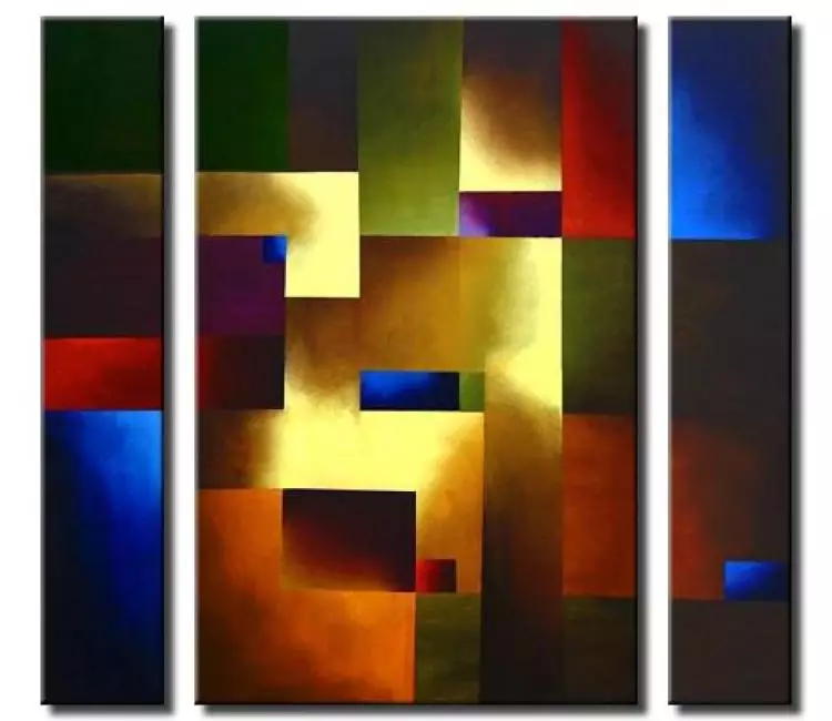 geometric painting - triptych art