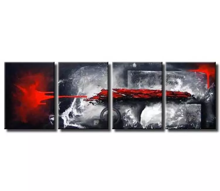 abstract painting - large original modern abstract painting for living room and office in gray red colors contemporary art