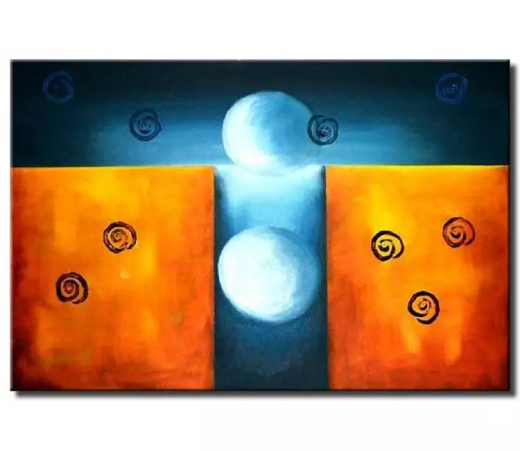 abstract painting - moon light trees contemporary glow blue art-deco home-decor