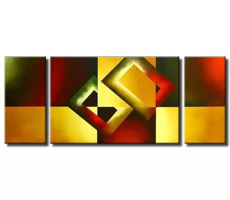 geometric painting - triptych wall art