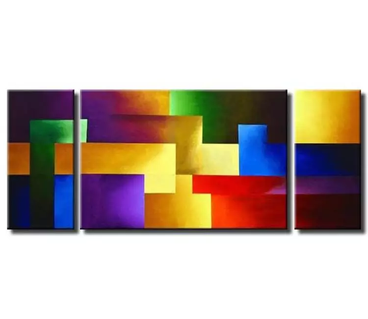 geometric painting - triptych wall art