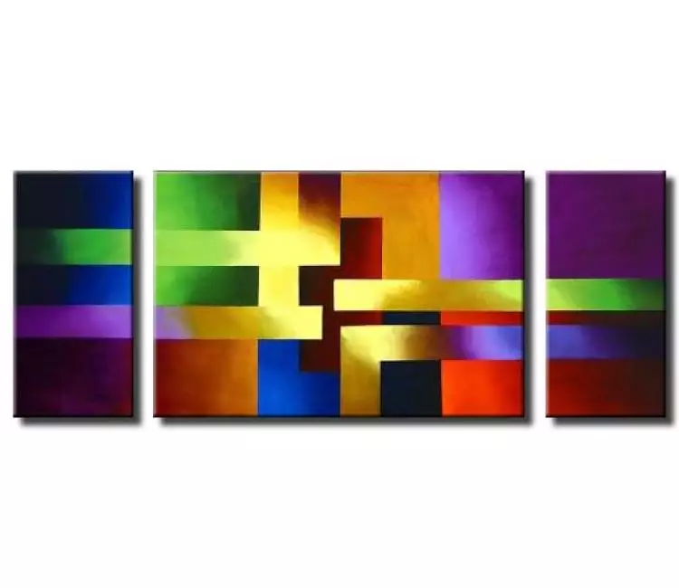 geometric painting - large colorful geometric contemporary abstract painting original modern canvas art for office and living room