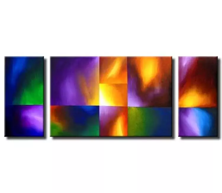 fire painting - large colorful geometric contemporary abstract painting original modern canvas art for office and living room