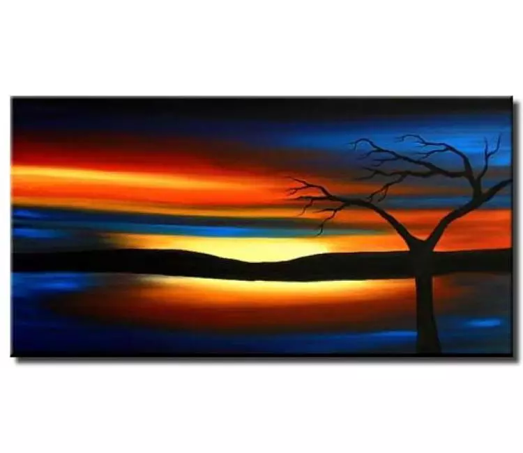 landscape painting - colorful modern abstract landscape tree art for living room bedroom original painting