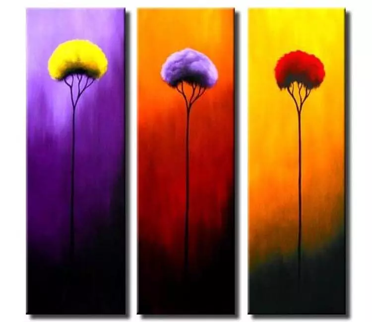 forest painting - triptych wall art