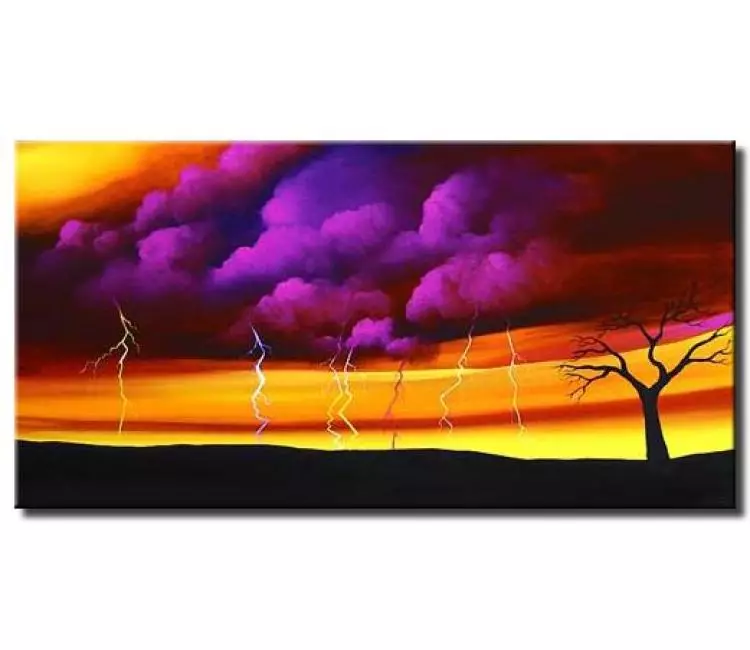 trees painting - modern abstract landscape art for living room bedroom original contemporary landscape abstract storm painting