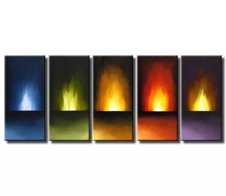 fire painting - contemporary original fire abstract art large painting wall art canvas for office and living room