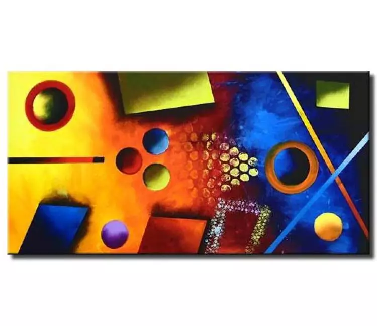 geometric painting - large contemporary abstract art original colorful modern wall art for living room office billiard room home decor