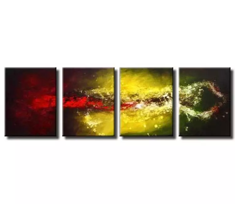cosmos painting - green red abstract painting modern