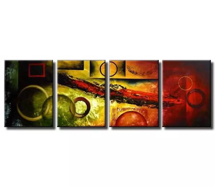 geometric painting - geometric abstract painting red green