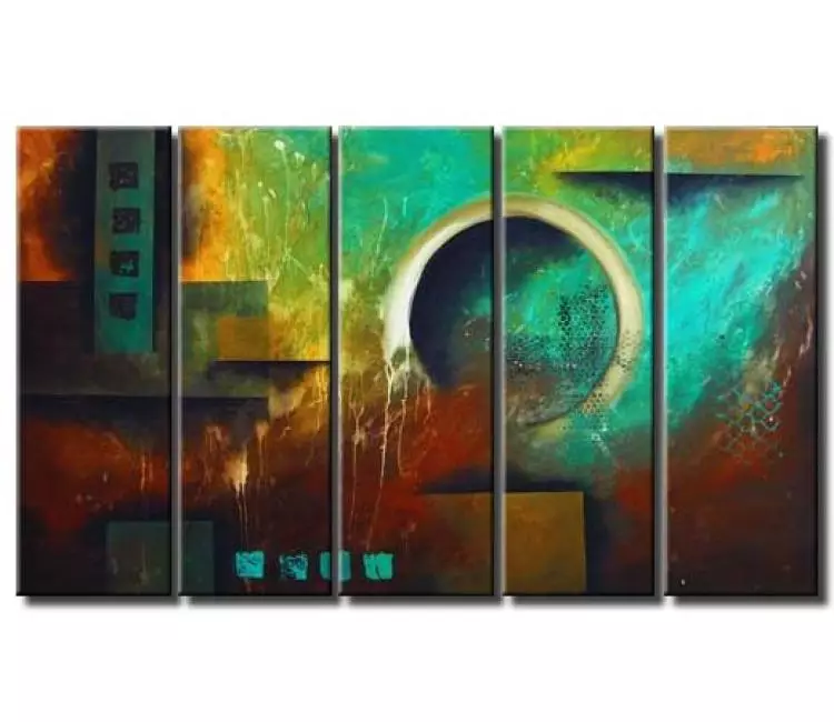 abstract painting - contemporary brown turquoise abstract painting