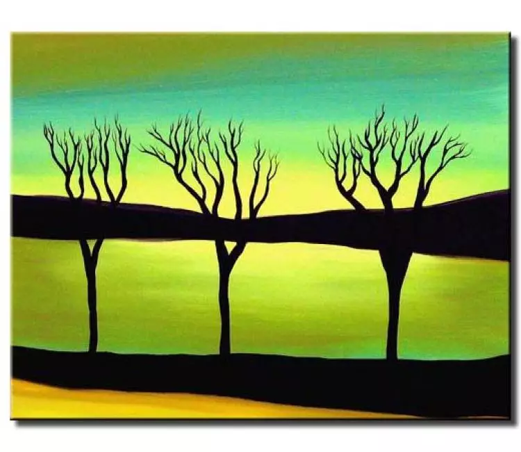 landscape painting - contemporary abstract landscape art original modern tree wall art for living room office bedroom home decor