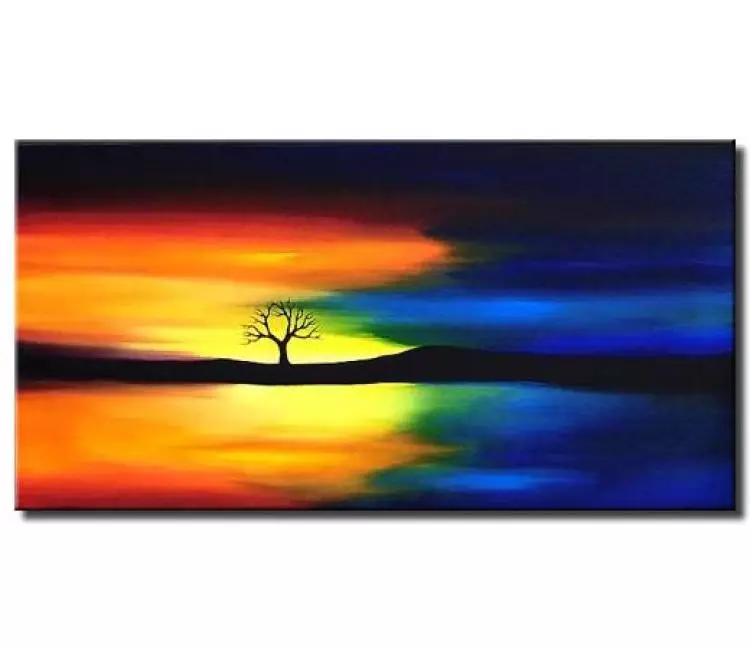 landscape painting - contemporary abstract landscape art original modern tree wall art for living room office bedroom home decor