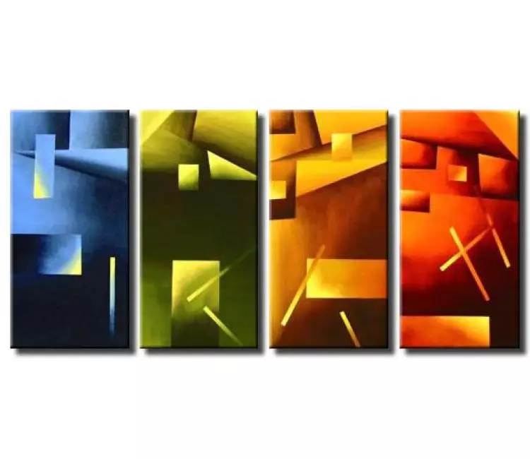geometric painting - multi panel colorful modern geometric abstract painting